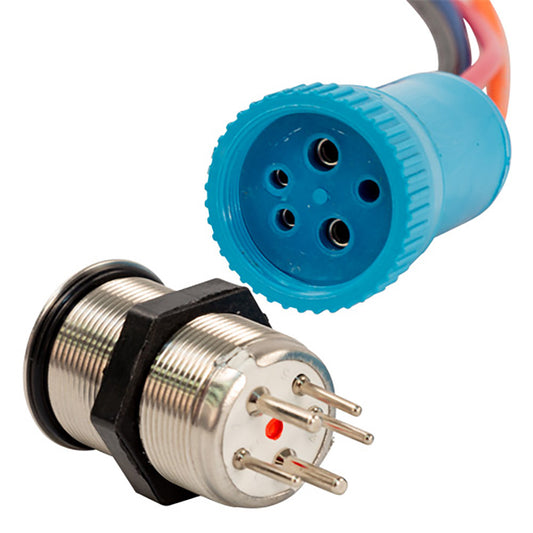 Bluewater 22mm Push Button Switch - Off/(On) Momentary Contact - Blue/Red LED - 4' Lead [9059-2113-4]