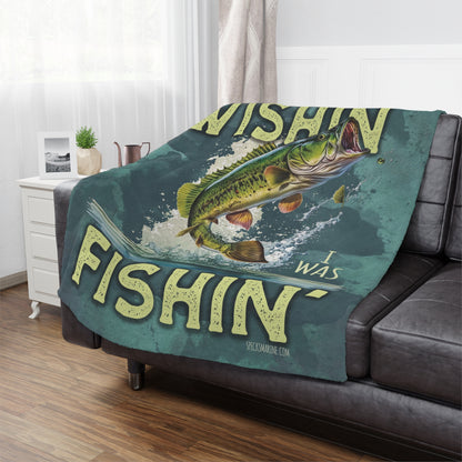 Wishin' I was Fishin' Fleece Throw Blanket
