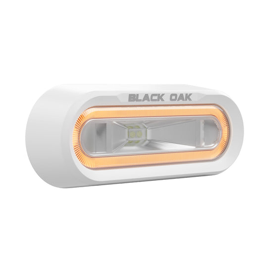 Black Oak Low Pro Off-Road Spreader Light - Bracket Mount - White Housing - Amber LED [MLPS-A]