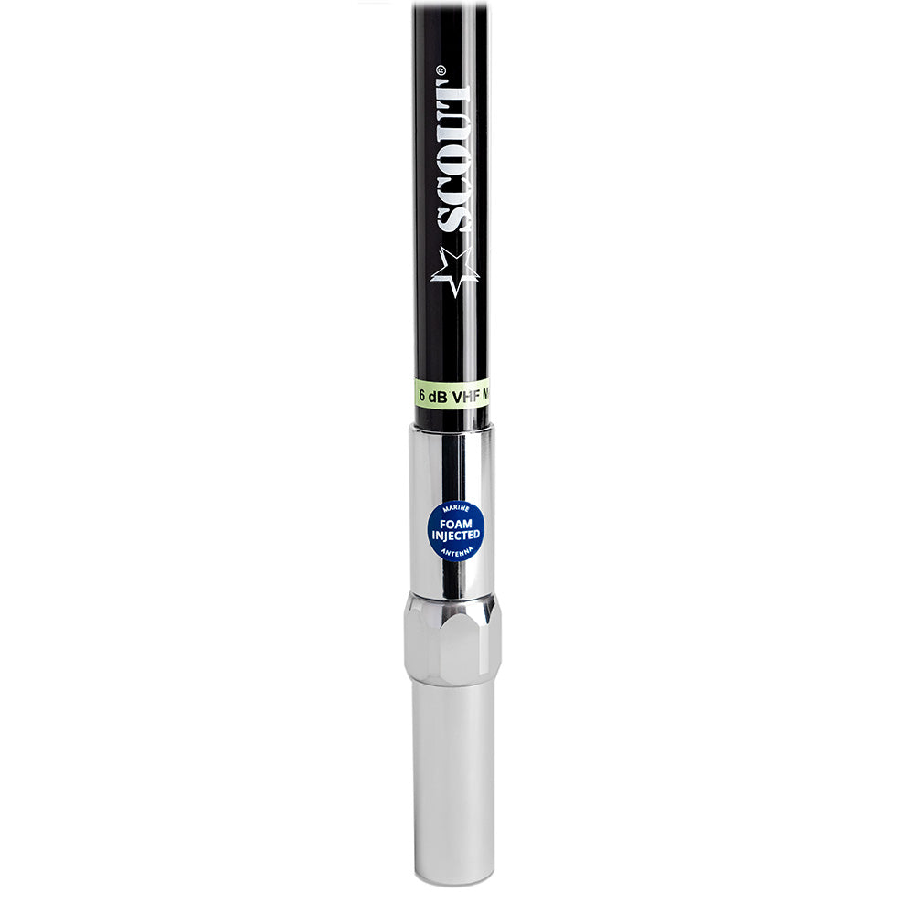 Scout 8' QuickFit Black VHF Antenna w/5M Cable + FME Quick 6 Foam Filled 6db Solid Brass  Copper Element [PF AN NVHF00042T]