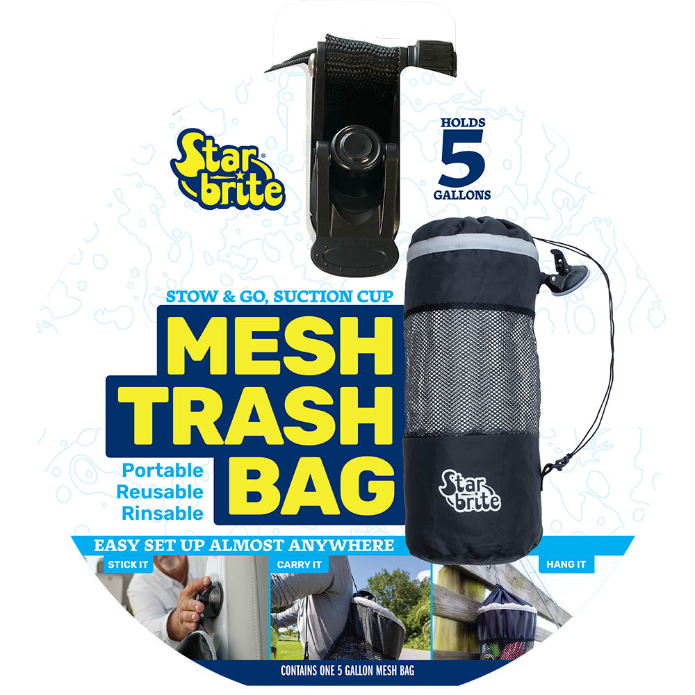 Star brite Mesh Trash Bag w/Locking Suction Cup  Litter Guard Cinch Tie - 5 Gallons [52074]